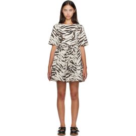 GANNI GANNI Off-White & Brown Zebra Denim Minidress
