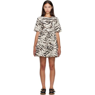 GANNI GANNI Off-White & Brown Zebra Denim Minidress