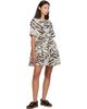 GANNI GANNI Off-White & Brown Zebra Denim Minidress - 4