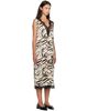 GANNI GANNI Off-White & Brown Zebra Satin Midi Dress - 2