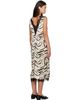 GANNI GANNI Off-White & Brown Zebra Satin Midi Dress - 3