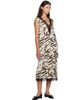 GANNI GANNI Off-White & Brown Zebra Satin Midi Dress - 4