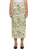GANNI GANNI Off-White & Green Shibori Organza Printed Stretch Satin Maxi Skirt - 1