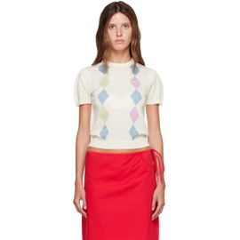 GANNI GANNI Off-White Argyle T-shirt
