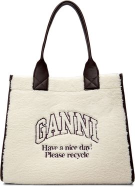 GANNI GANNI Off-White Faux-Shearling XXL Tote