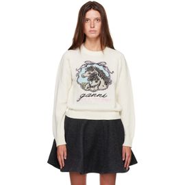 GANNI GANNI Off-White Graphic Wool Horse Sweater