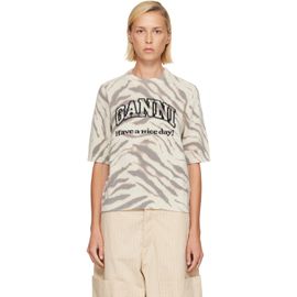 GANNI GANNI Off-White Graphic Wool Printed T-shirt