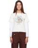 GANNI GANNI Off-White Heavy Stretch Cotton Layered Baby Fit T-shirt - 1