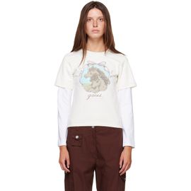 GANNI GANNI Off-White Heavy Stretch Cotton Layered Baby Fit T-shirt