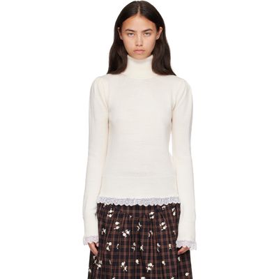 GANNI GANNI Off-White Lace Merino Turtleneck