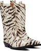 GANNI GANNI Off-White Mid Shaft Embroidered Western Boots - 4