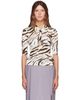 GANNI GANNI Off-White Sheer Printed Cotton Polo - 1