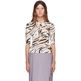 GANNI GANNI Off-White Sheer Printed Cotton Polo