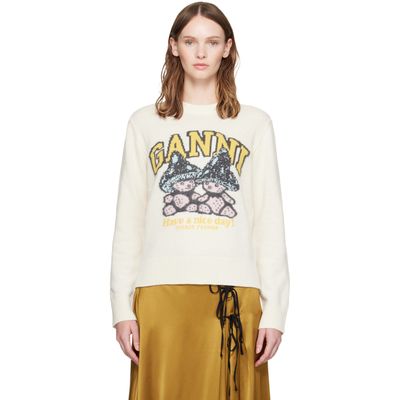 GANNI GANNI Off-White Teddy Mushroom Wool Sweater