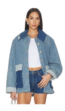 Ganni Ganni Patchwork Denim Midi Jacket