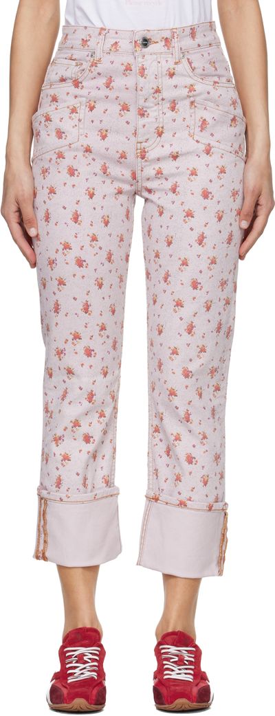 GANNI GANNI Pink Printed Capri Slim Jeans