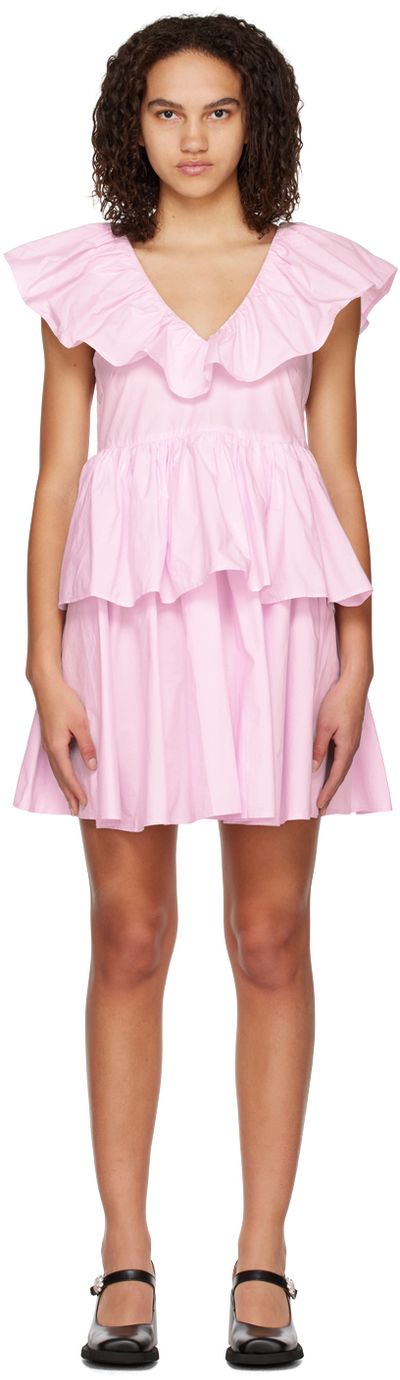GANNI GANNI Pink Tiered Minidress