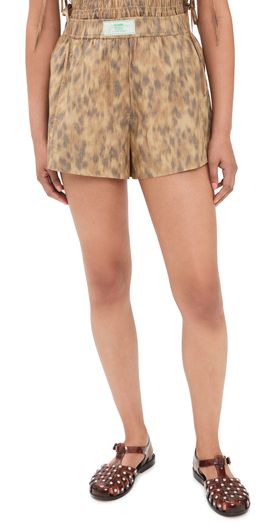GANNI GANNI Printed Elasticated Shorts Burro