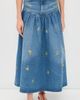 GANNI GANNI Printed Flower Denim Long Skirt Light Blue Vintage - 2