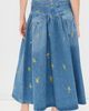 GANNI GANNI Printed Flower Denim Long Skirt Light Blue Vintage - 3