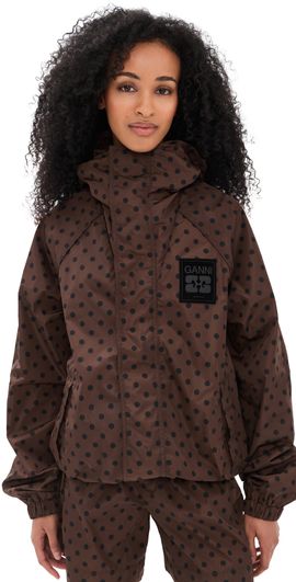 GANNI GANNI Printed Flyweight Nylon Jacket Chicory Coffee