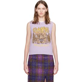 GANNI GANNI Purple Forest Teddy Sweater Vest