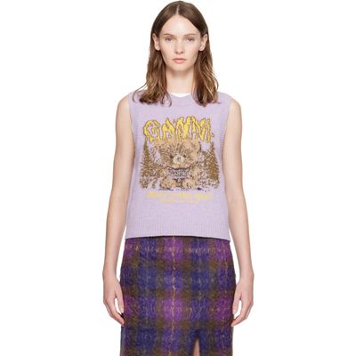 GANNI GANNI Purple Forest Teddy Sweater Vest