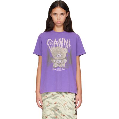 GANNI GANNI Purple Future Heavy Relaxed Teddy Forest T-shirt