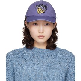 GANNI GANNI Purple Washed Canvas Cap