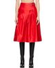 GANNI GANNI Red Duchesse Satin Midi Skirt - 1
