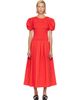 GANNI GANNI Red Smocked Cotton Midi Dress - 1