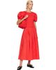 GANNI GANNI Red Smocked Cotton Midi Dress - 4