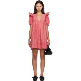 GANNI GANNI Red Striped Cotton Minidress