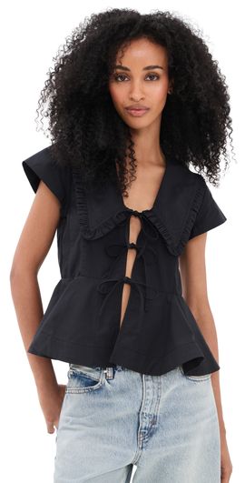 GANNI GANNI Regenerative Cotton Poplin Blouse Black