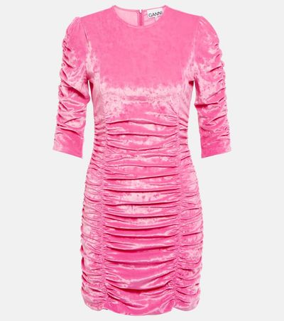 Ganni Ganni Ruched velvet minidress