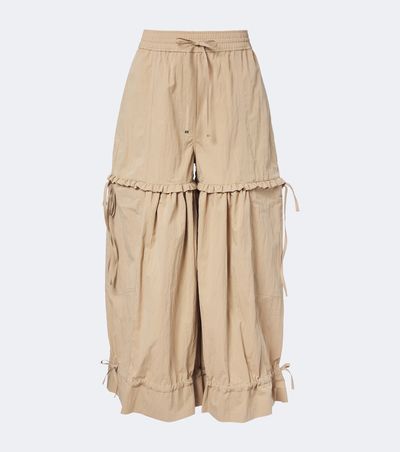 Ganni Ganni Ruffled cotton-blend wide-leg pants