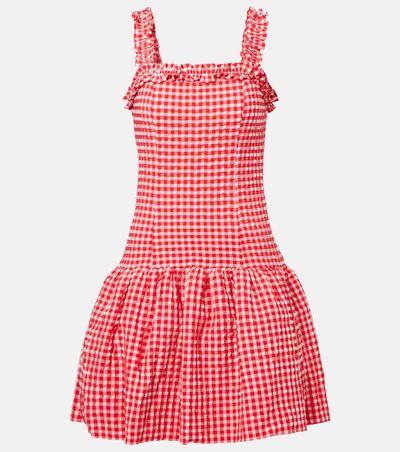 Ganni Ganni Seersucker ruffled minidress
