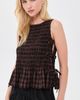 GANNI GANNI Smocked Check Tie Top Cappuccino - 2
