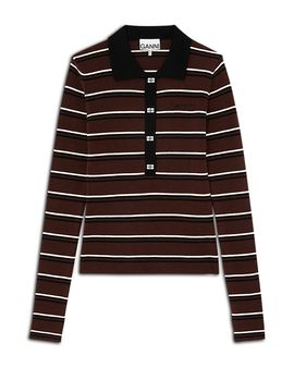 Ganni Ganni Striped Merino Polo Shirt
