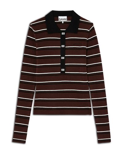 Ganni Ganni Striped Merino Polo Shirt