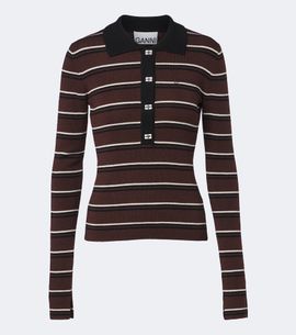 Ganni Ganni Striped wool polo sweater