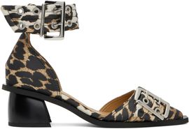 GANNI GANNI Tan & Black Feminine Buckle Open Cut Heels