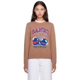 GANNI GANNI Tan Cherry Graphic Sweater