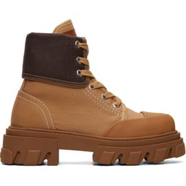 GANNI GANNI Tan Cleated Canvas Trail Boots