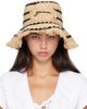 GANNI GANNI Tan Striped Raffia Bucket Hat - 1