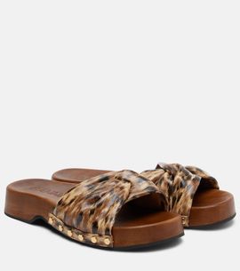 Ganni Ganni Tia leopard-print clogs