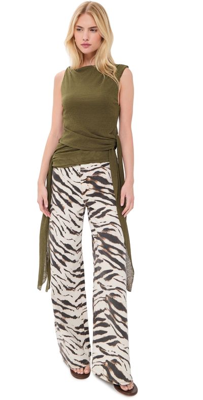 GANNI GANNI Tie Knot Tank Top Military Olive
