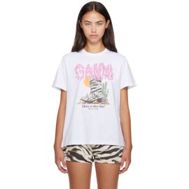 GANNI GANNI White Basic Cotton Western Zebra Boot T-shirt