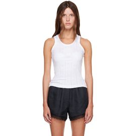 GANNI GANNI White Compact Pointelle Rib Jersey Tank Top