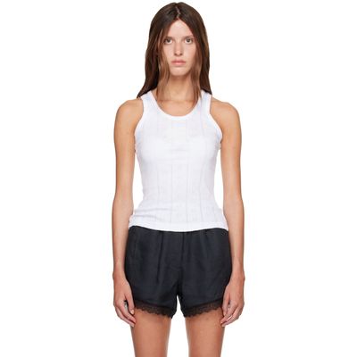 GANNI GANNI White Compact Pointelle Rib Jersey Tank Top